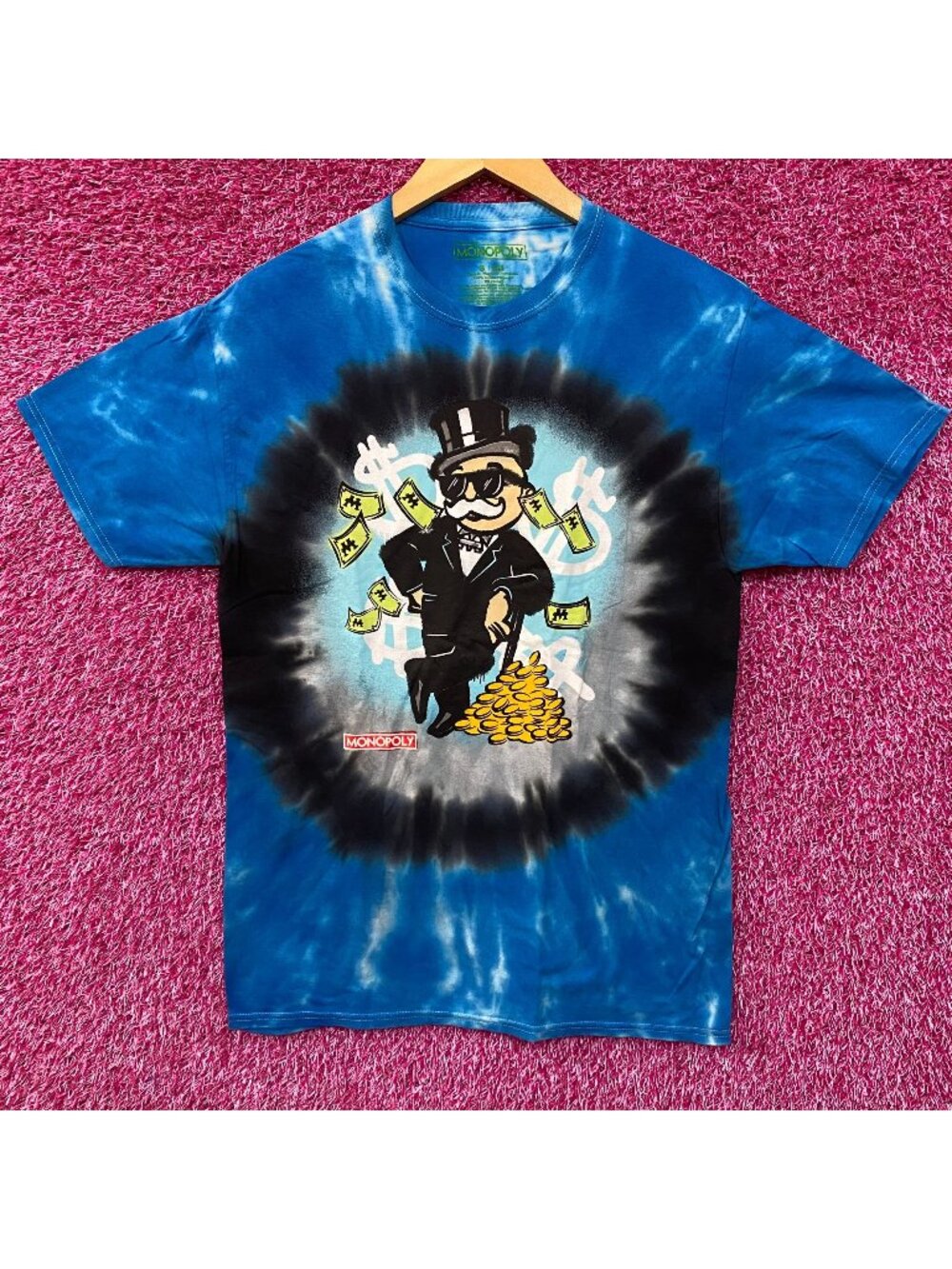 Monopoly Rich Uncle Pennybags Mr. Monopoly Tie Dye T-Shirt Small